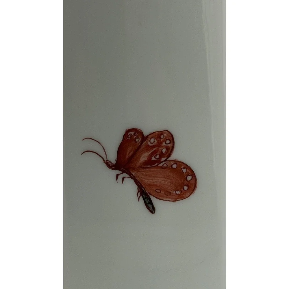 Gerold Porzellan Bavaria Butterfly Vase Hand Painted Germany Floral‎